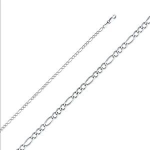 14k real white gold figaro concave bracelet | Birthday Gift | Real Gold …